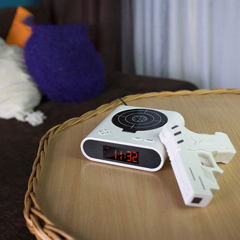 1 Set Gun Alarm Clock Shoot Alarm Recordable Gadget Target Desktop Ψηφιακό κομοδίνο Ξυπνητήρι Δώρο