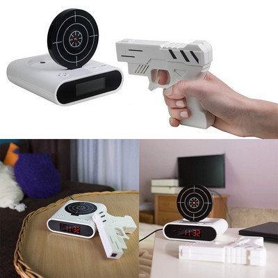 1 Set Gun Alarm Clock Shoot Alarm Recordable Gadget Target Desktop Ψηφιακό κομοδίνο Ξυπνητήρι Δώρο