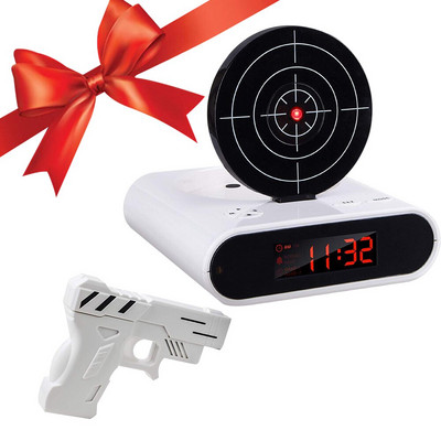 1 set pistol ceas cu alarmă trage cu ceas cu alarmă gadget înregistrabil țintă desktop digital noptiere ceasuri cu alarmă cadou