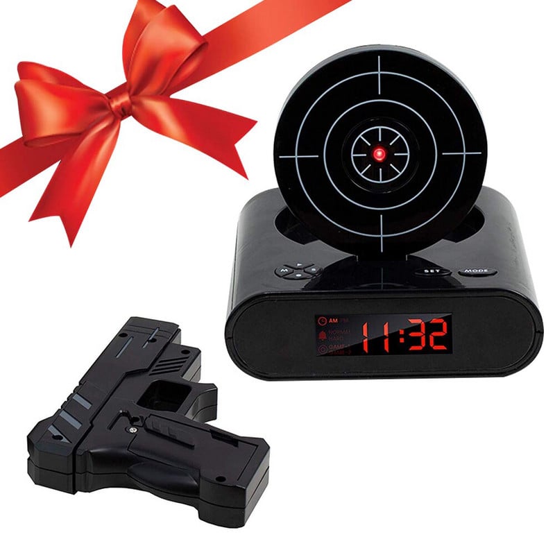 1 set pistol ceas cu alarmă trage cu ceas cu alarmă gadget înregistrabil țintă desktop digital noptiere ceasuri cu alarmă cadou