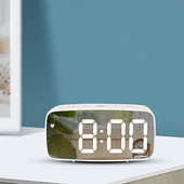 Digitális LED ébresztőóra akril/tükör otthoni asztali óra hangvezérlés szundi 12/24 órás elektronikus asztali dekorációs óra éjszakai mód