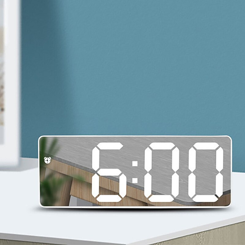 Digitális LED ébresztőóra akril/tükör otthoni asztali óra hangvezérlés szundi 12/24 órás elektronikus asztali dekorációs óra éjszakai mód