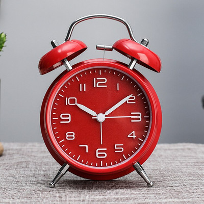 Kreatív ébresztőóra Vintage retro aranyos néma mutatós órák csengő hangos ébresztőóra világos éjjeli dekorációval