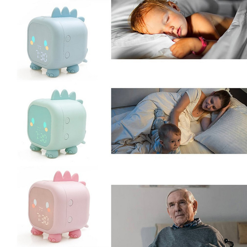 LED žadintuvas Mielas dinozaurų skaitmeninis žadintuvas vaikams prie lovos laikrodis Vaikų miego treneris Wake Up Night Light Relojes