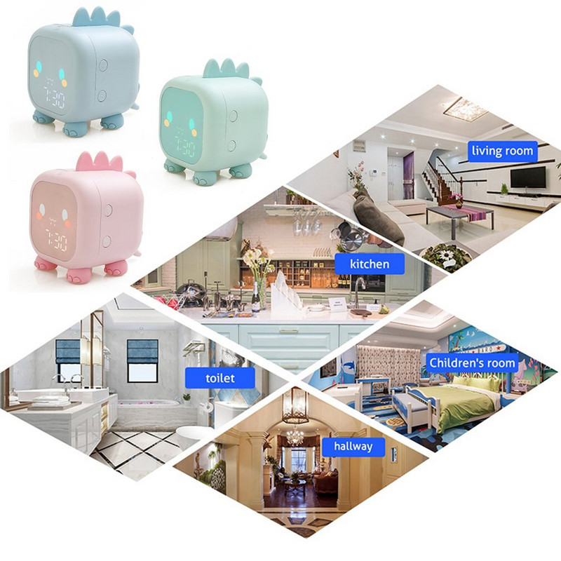 LED žadintuvas Mielas dinozaurų skaitmeninis žadintuvas vaikams prie lovos laikrodis Vaikų miego treneris Wake Up Night Light Relojes