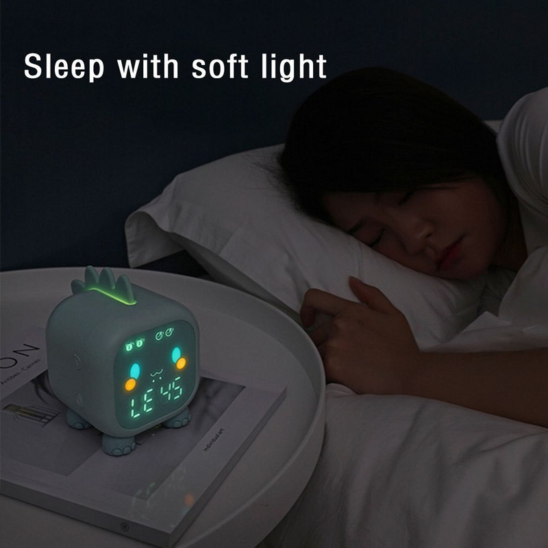 LED žadintuvas Mielas dinozaurų skaitmeninis žadintuvas vaikams prie lovos laikrodis Vaikų miego treneris Wake Up Night Light Relojes
