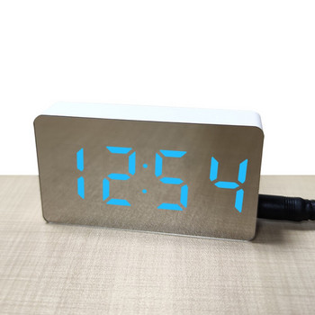 Επιτραπέζιος πίνακας αφύπνισης με δυνατότητα ρύθμισης ρύθμισης Ηλεκτρονικό ψηφιακό ρολόι LED καθρέφτης Μοντέρνος μίνι αναβολή σίγασης Θερμοκρασία ώρας αυτοκινήτου στο σπίτι