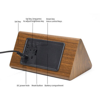 2022 νέο Ξυπνητήρι LED Ξύλινο ρολόι Τραπέζι φωνητικό έλεγχο Ψηφιακό ξύλινο Despertador Ηλεκτρονικά επιτραπέζια ρολόγια με τροφοδοσία USB/AAA