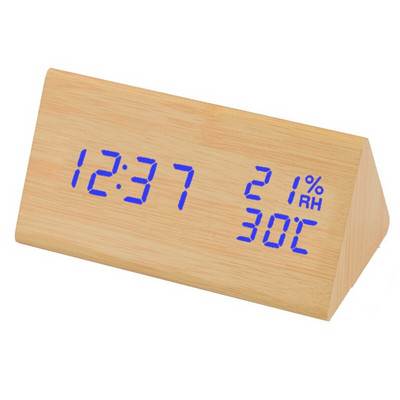 2022 új ébresztőóra LED fa óra asztal hangvezérlésű digitális Wood Despertador USB/AAA tápellátású elektronikus asztali órák