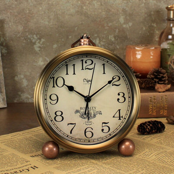 Ρετρό Ξυπνητήρι Ευρωπαϊκά Αθόρυβα Ξυπνητήρια Ρωμαϊκό Ρολόι Χρώμα Χάλκινο Creative Επιτραπέζια Ρολόγια Μεταλλικά Διακόσμηση κρεβατοκάμαρας σπιτιού