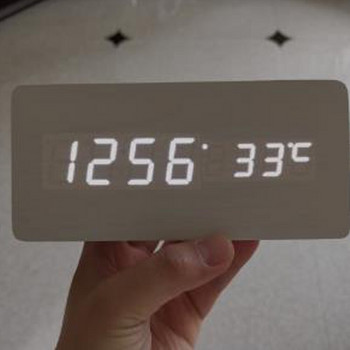 Creative Intelligent Led Ξύλινο Δώρο Ηλεκτρονικό Ρολόι Φωτεινή Σίγαση Θερμοκρασία Διπλή Οθόνη Ξυπνητήρι Ξύλινο