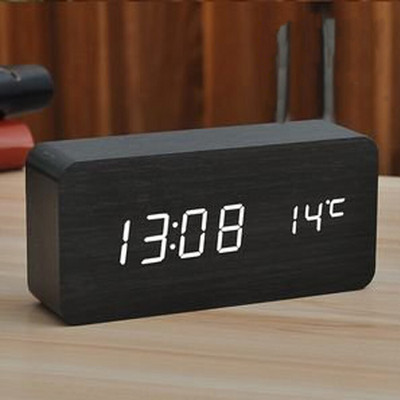 Kūrybingas išmanusis LED medinis dovanų elektroninis laikrodis šviečiantis nutildomas temperatūros dvigubas ekranas medinis žadintuvas