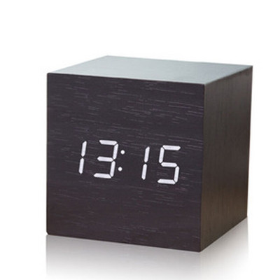 Kūrybingas išmanusis LED medinis dovanų elektroninis laikrodis šviečiantis nutildomas temperatūros dvigubas ekranas medinis žadintuvas