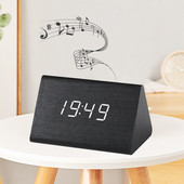 LED digitális óra Hangvezérlés Elektronikus órák Ntelligent otthoni asztali digitális elektronikus ébresztőóra fa ébresztőóra