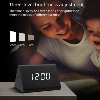 Ψηφιακό ρολόι LED Έλεγχος ήχου Ηλεκτρονικά ρολόγια Ntelligent Home Desktop Ψηφιακό ηλεκτρονικό Ξυπνητήρι Ξύλινο Ξυπνητήρι