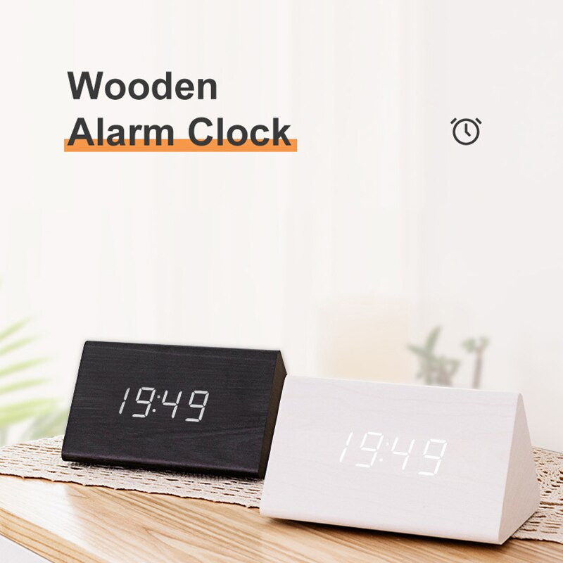 LED digitális óra Hangvezérlés Elektronikus órák Ntelligent otthoni asztali digitális elektronikus ébresztőóra fa ébresztőóra