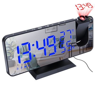 LED Digital Projector Alarm Clock Watch Table Electronic Desktop Clocks USB Wake Up FM Radio Time Projector Snooze Function