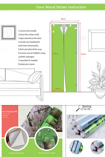 Μαρμάρινο σχέδιο Ταπετσαρία On The Door Σχέδιο Σπίτι Διακόσμηση Πόρτας Αφίσα Αυτοκόλλητη Τοιχογραφία Street Scenery Αυτοκόλλητα Αυτοκόλλητα Porte