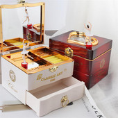 Tantsubaleriini muusikakast lapsele Retro käsitöö graveeritud puidust ehete hoidja peegliga Suurepärane kingitus sünnipäevaks