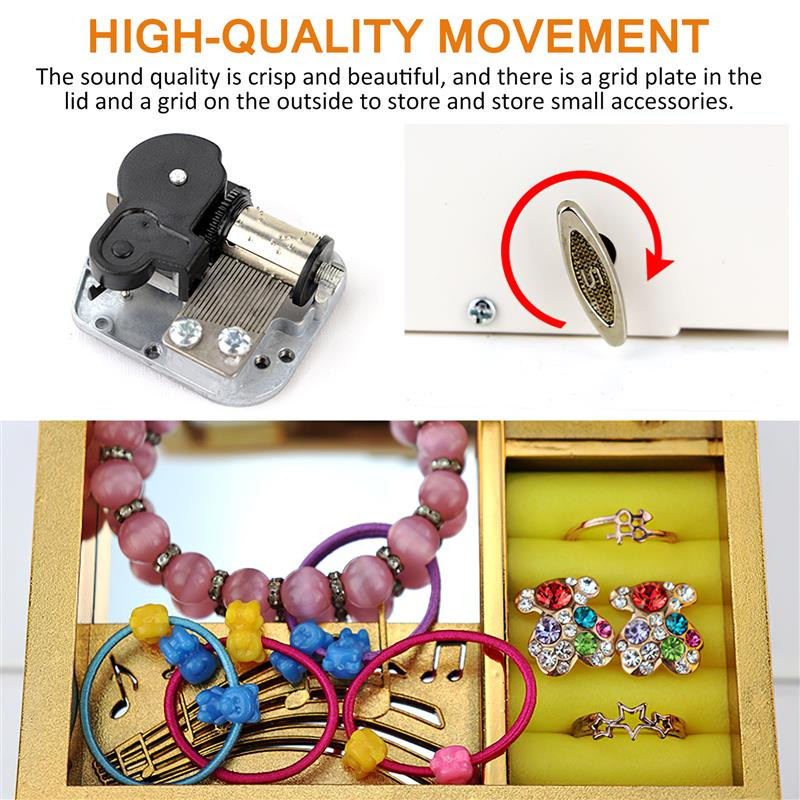 Tantsubaleriini muusikakast lapsele Retro käsitöö graveeritud puidust ehete hoidja peegliga Suurepärane kingitus sünnipäevaks