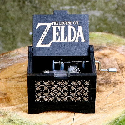 Muusikakarp, must puidust muusikalikarp, käsitsi vändatav Zelda Musica Caja jõulukink poisile/tüdrukule sünnipäevakingitus