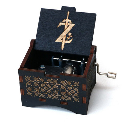 Muusikakarp, must puidust muusikalikarp, käsitsi vändatav Zelda Musica Caja jõulukink poisile/tüdrukule sünnipäevakingitus