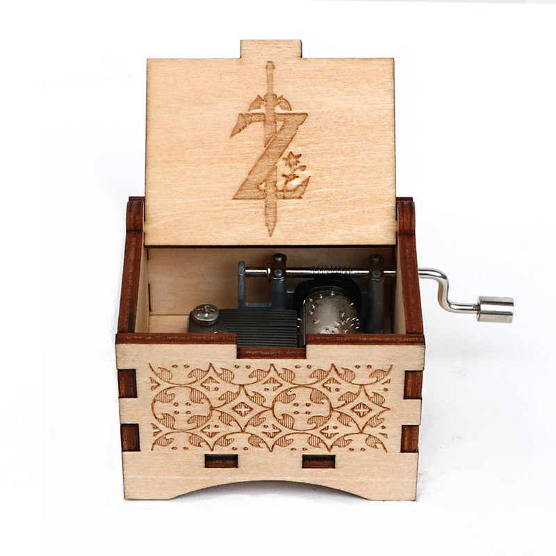 Muusikakarp, must puidust muusikalikarp, käsitsi vändatav Zelda Musica Caja jõulukink poisile/tüdrukule sünnipäevakingitus