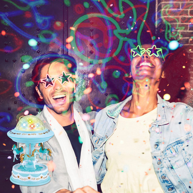 Bevigac armsad pöörlevad hobusekarusselli stiilis tuled säravad muusikakasti projektor koju sõbrapäevaks sünnipäevaks uusaasta kingitused lapsele