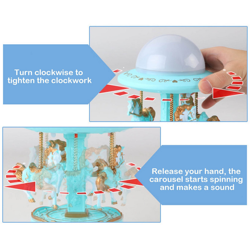 Bevigac armsad pöörlevad hobusekarusselli stiilis tuled säravad muusikakasti projektor koju sõbrapäevaks sünnipäevaks uusaasta kingitused lapsele