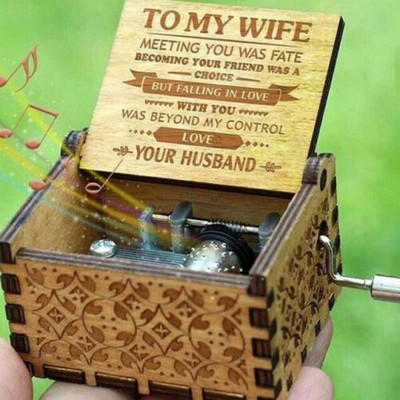 To My Wife Engraved Wood Music Box Anniversary Valentines` Gifts Birthday Gift