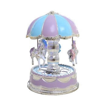 Luxury Carousel Music Box 3 Horses Rotate Light LED Luminous Rotation Romantic Carousel Music Box