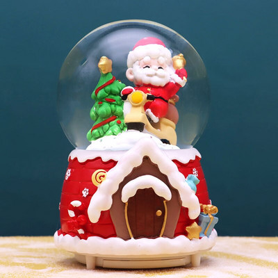 Uued jõulumuusikakarbi kaunistused jõulupuu vanamehe kristallkuuli õnnistuskott Loominguline kingitus lumetulede karussell