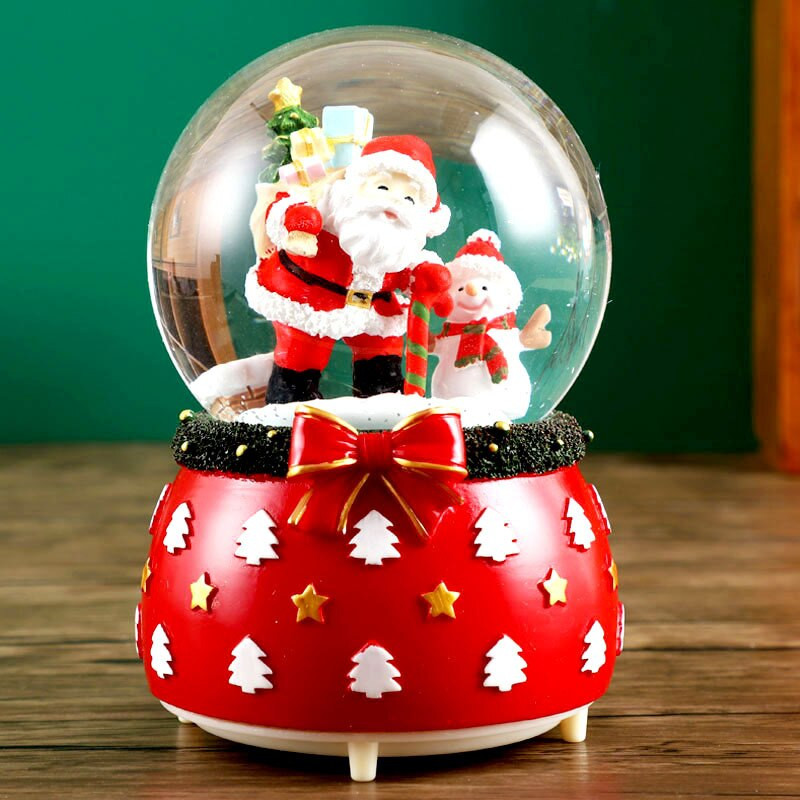 Uued jõulumuusikakarbi kaunistused jõulupuu vanamehe kristallkuuli õnnistuskott Loominguline kingitus lumetulede karussell