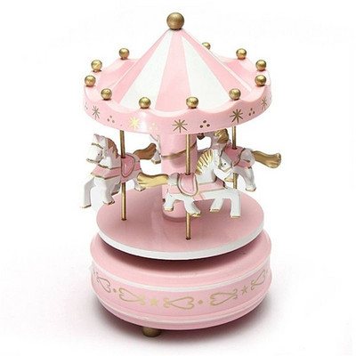 Merry-go-round Music Boxes Geometric Music Baby Room Decoration Gifts Unisex Wooden Christmas Horse Carousel Box Home Decor