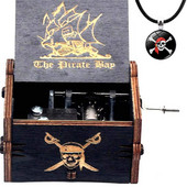 Cutie muzicală din lemn cu manivelă cu colier Tema cadou Pirat My Sunshine Castle Music Beast sculptat petrecere de aniversare