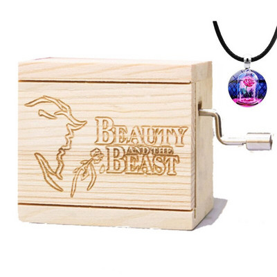 Cutie muzicală din lemn cu manivelă cu colier Tema cadou Pirat My Sunshine Castle Music Beast sculptat petrecere de aniversare