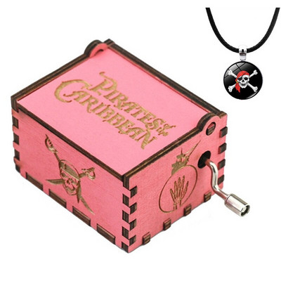 Cutie muzicală din lemn cu manivelă cu colier Tema cadou Pirat My Sunshine Castle Music Beast sculptat petrecere de aniversare