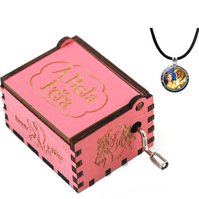 Cutie muzicală din lemn cu manivelă cu colier Tema cadou Pirat My Sunshine Castle Music Beast sculptat petrecere de aniversare