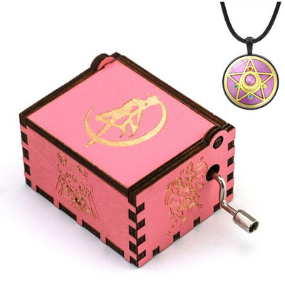 Cutie muzicală din lemn cu manivelă cu colier Tema cadou Pirat My Sunshine Castle Music Beast sculptat petrecere de aniversare