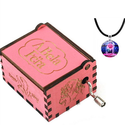 Cutie muzicală din lemn cu manivelă cu colier Tema cadou Pirat My Sunshine Castle Music Beast sculptat petrecere de aniversare