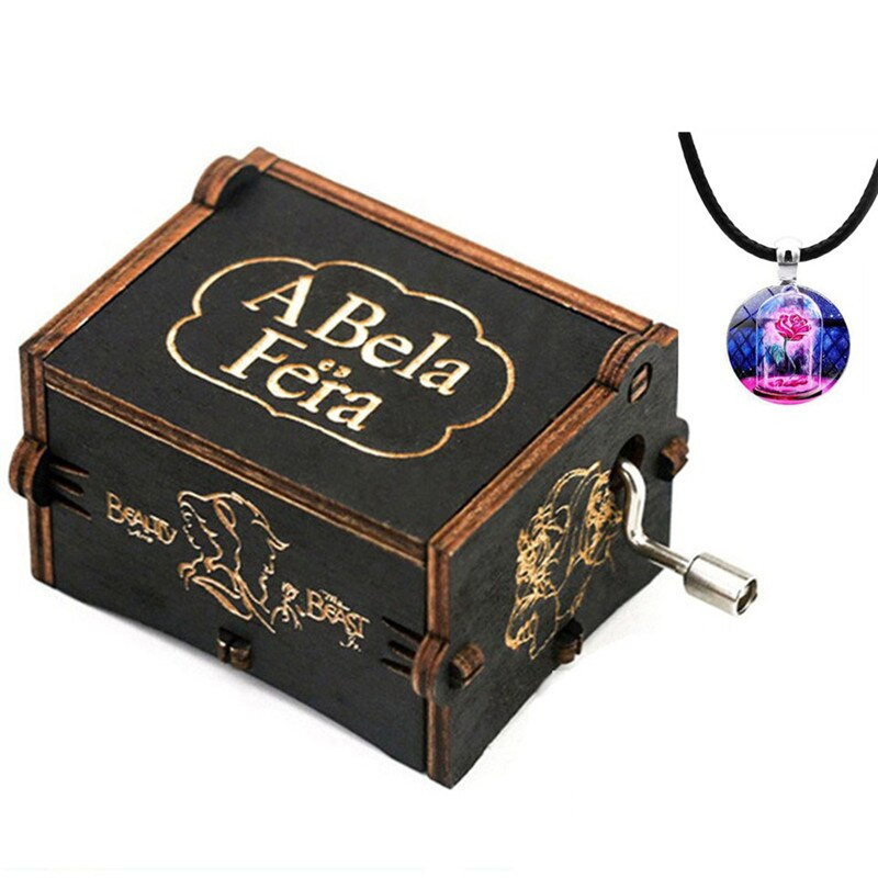 Cutie muzicală din lemn cu manivelă cu colier Tema cadou Pirat My Sunshine Castle Music Beast sculptat petrecere de aniversare