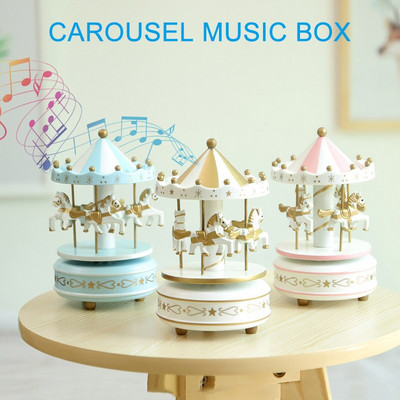 Ρομαντικό Carousel Horse Music Box Παιχνίδι Καλλιτεχνικό Ξύλινο Carousel Music Boxes Δώρο για την Ημέρα του Αγίου Βαλεντίνου Home Deocr