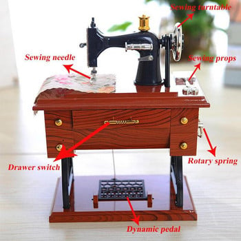 Mini Nostalgic Music Box To Alice Random Music Xmas Gift to Wife Creative Retro Simulation Ραπτομηχανή Music Box Hand Crank