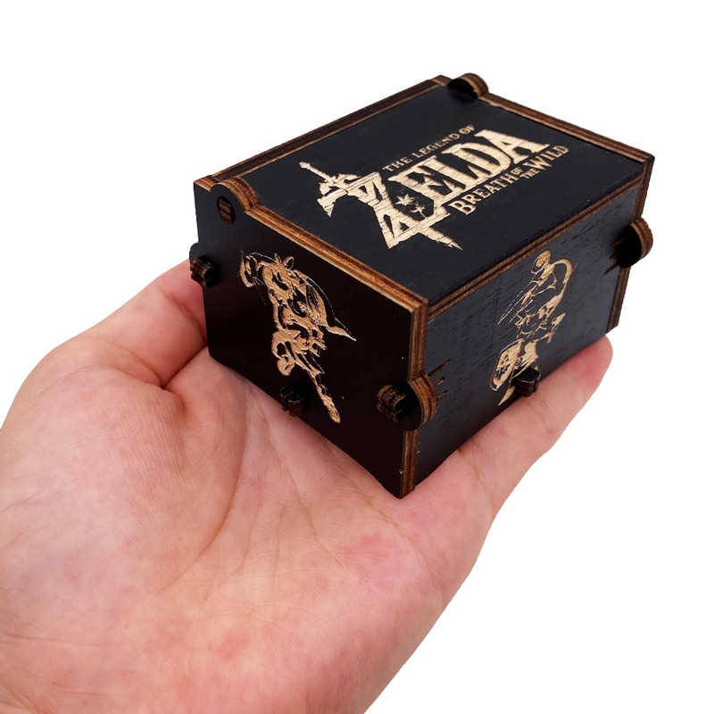 Leģenda Zelda mūzikas kaste, rokas kloķis, mūzikas kaste, grebta koka mūzikas dāvana Ziemassvētku dāvana, atskaņojiet Zelda: Song Storms from Ocarina Time
