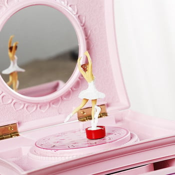 Μακιγιάζ Mirror Jewelry Box Music Box Χορός Μπαλαρίνα Συρτάρι Κορίτσι Music Box Παιδικό Μουσικό Παιχνίδι Δώρο Μουσικό Κουτί Ροζ