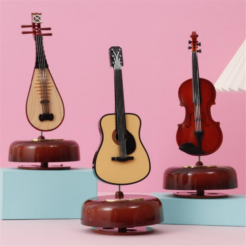 1 PC muzikinė dėžutė Kūrybinė sukamoji gitara Pipa Guzheng Vaikų šventės dovana Svetainės dekoravimas kaip dovana vaikams