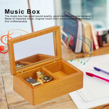 Θήκη αποθήκευσης μουσικών κοσμημάτων με Mirror Desktop Music Box Δώρο Ξύλινη διακόσμηση love story/Spirited Away spirit box