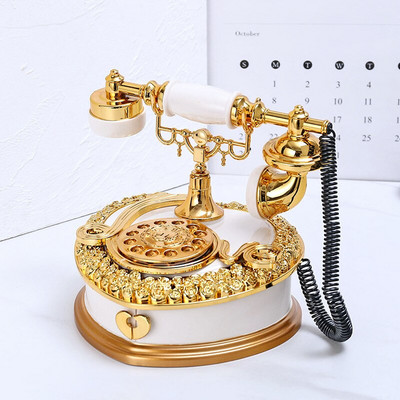 Nordic Style Vintage telefon zenedoboz Kreatív tárcsás telefon díszek Otthoni boros szekrény bejárati dekoráció Ajándék dekoráció