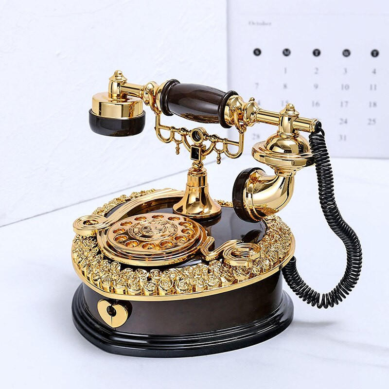 Nordic Style Vintage telefon zenedoboz Kreatív tárcsás telefon díszek Otthoni boros szekrény bejárati dekoráció Ajándék dekoráció
