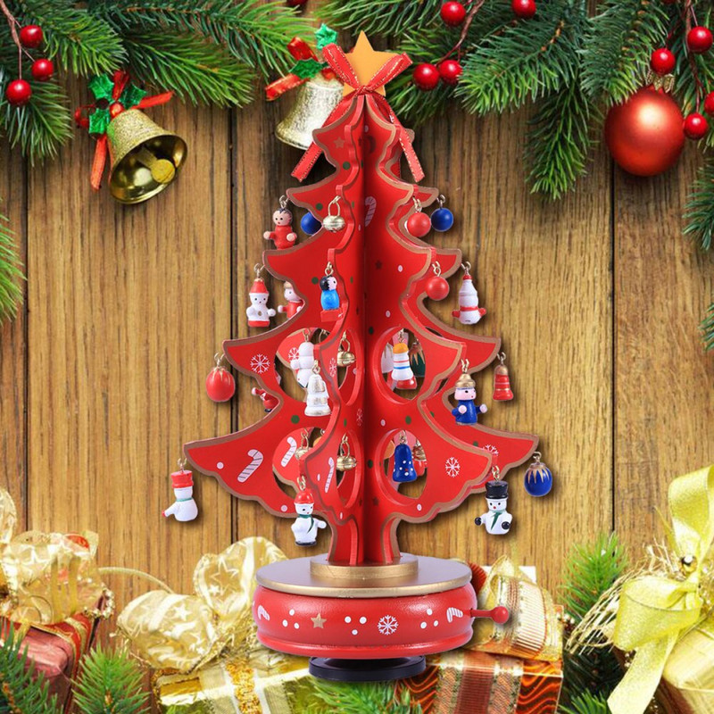 1 db Music Box karácsonyfa óramű design miniatűr klasszikus zenés doboz ajándék karácsonyi zenedobozhoz